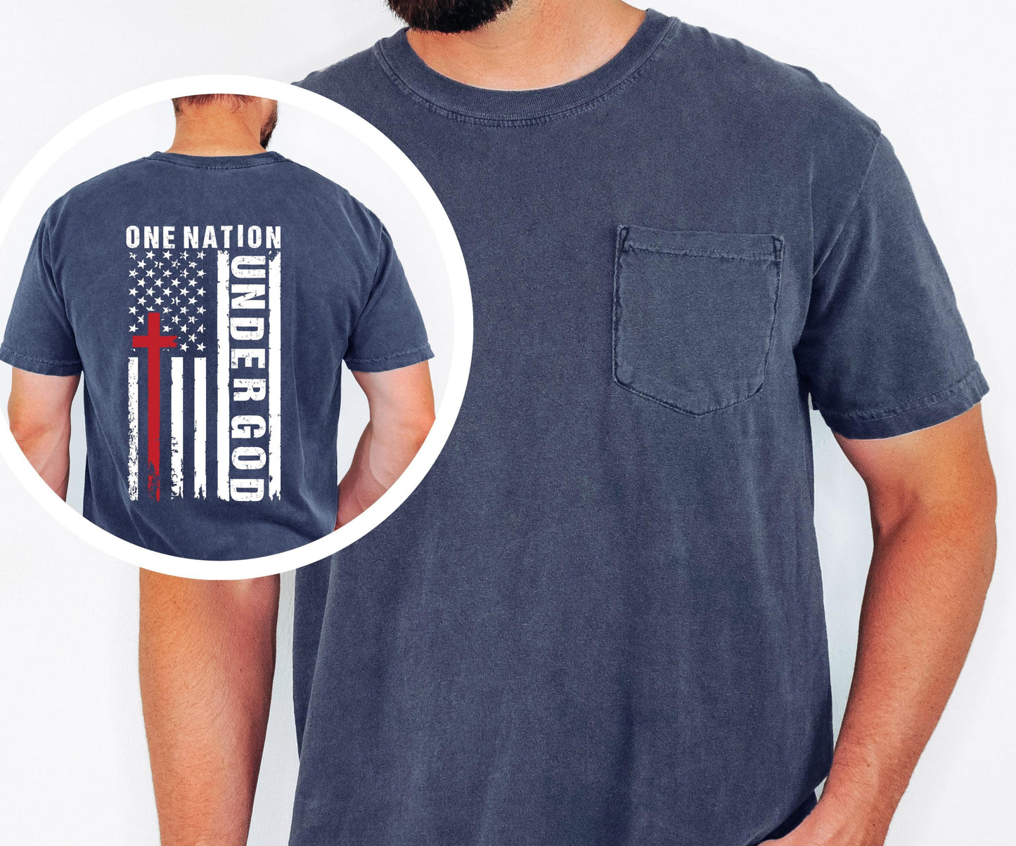 One Nation Under God Shirt, Christian American Flag Tee, Patriotic Faith Shirt, Cross Flag Shirt, Mens Religious Tee