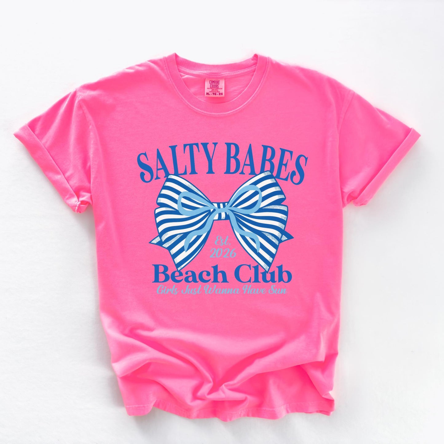 Salty Babes Beach Club Shirt, Coastal Bow Tee, Comfort Colors T Shirt, Summer Vacation Shirt, Girls Trip Tee