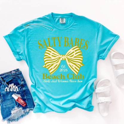 Salty Babes Beach Club Shirt, Coastal Bow Tee, Comfort Colors T Shirt, Summer Vacation Shirt, Girls Trip Tee
