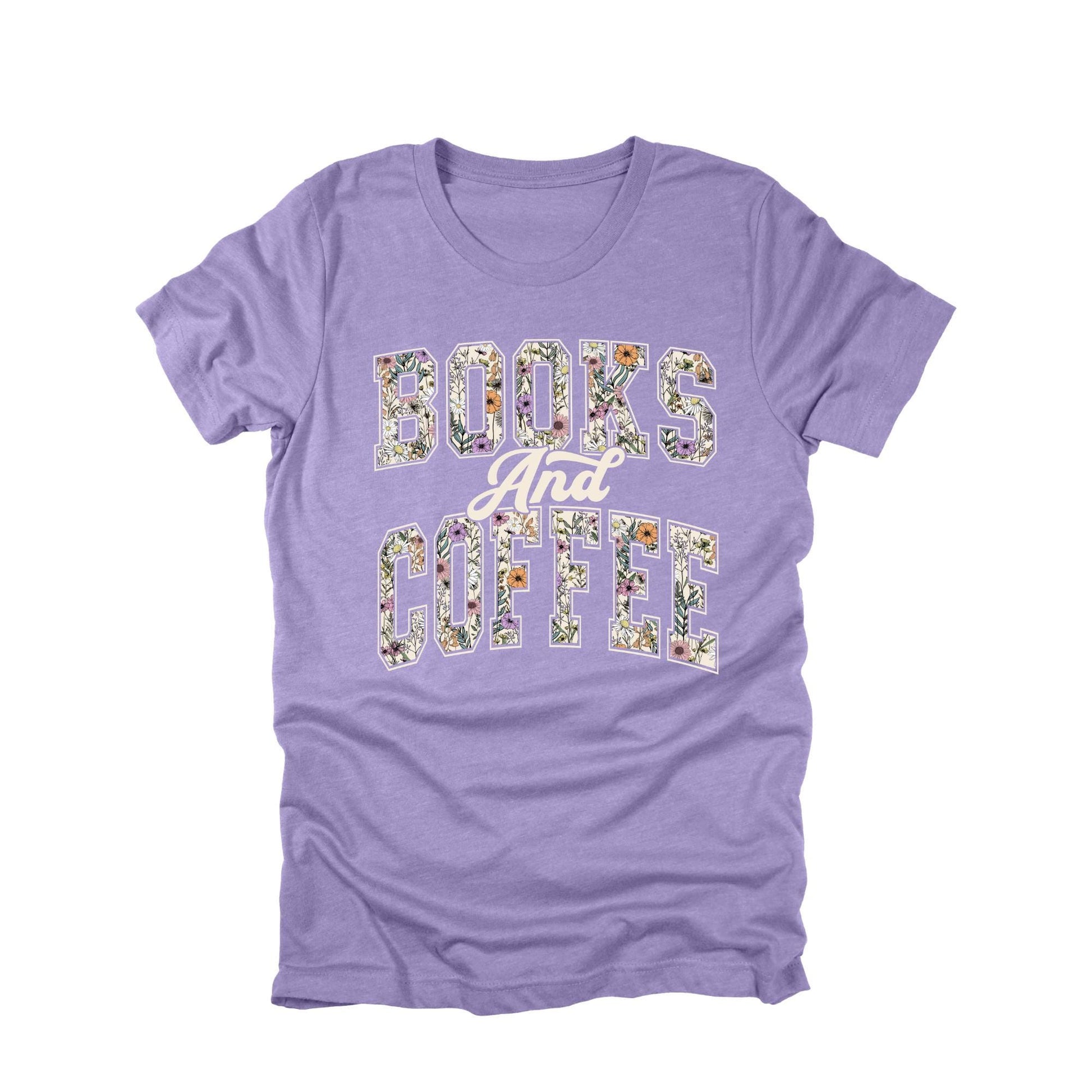 Books and Coffee Shirt Floral Graphic Tee Book Lover Shirt Reading Shirt Cute Book Tee