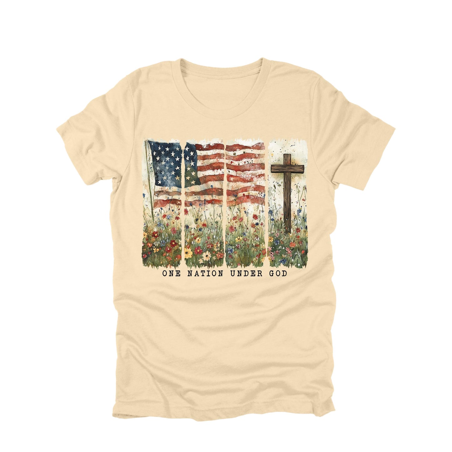 One Nation Under God Shirt Patriotic Christian Tee American Flag Cross Shirt Faith USA T-Shirt