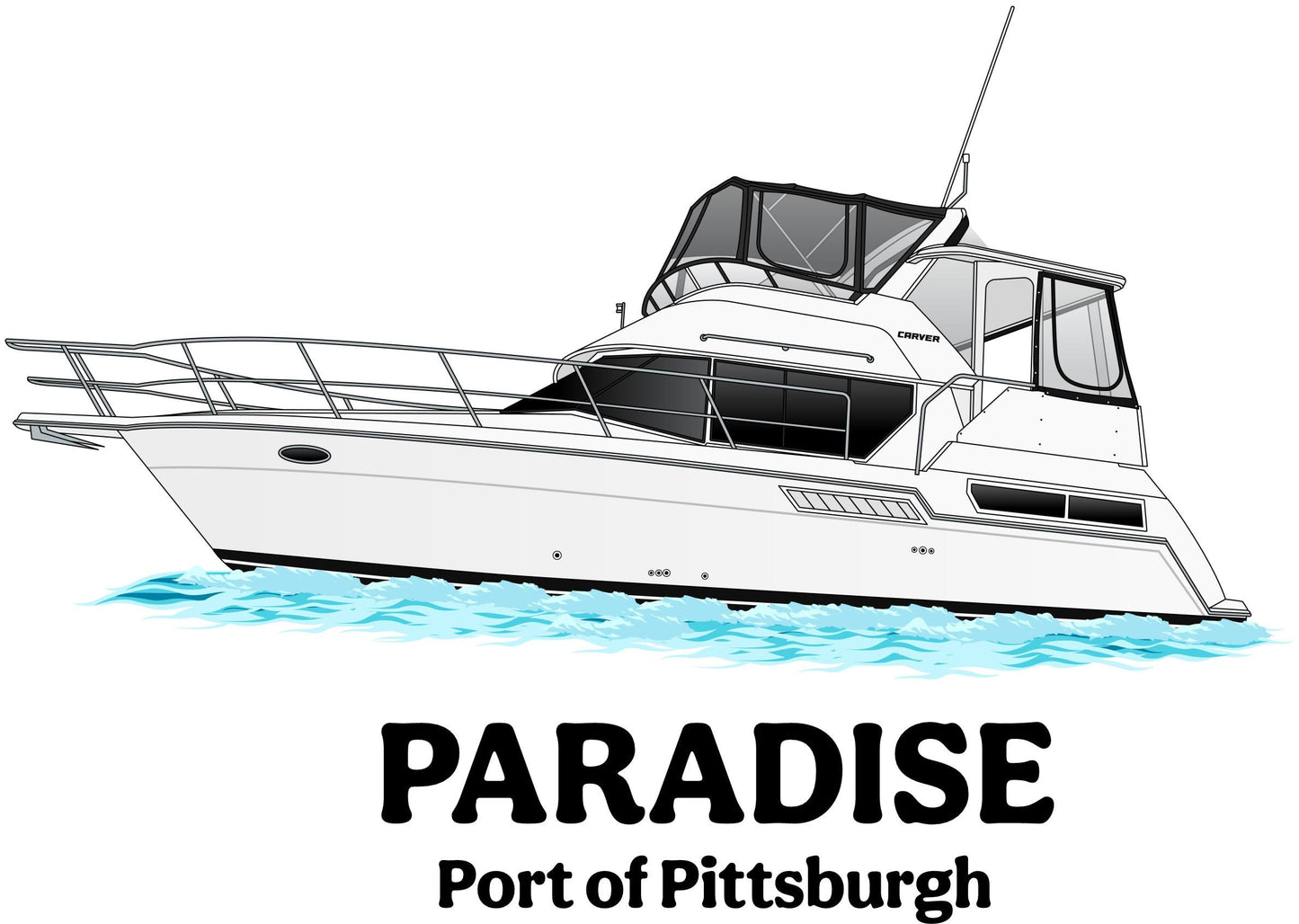 Custom boat drawing line art personalized illustration boat artwork