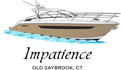 Custom boat drawing line art personalized illustration boat artwork