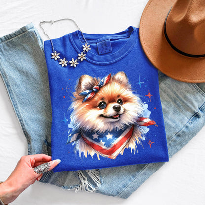 Pomeranian 4th of July Shirt: Patriotic Dog Mom Tee