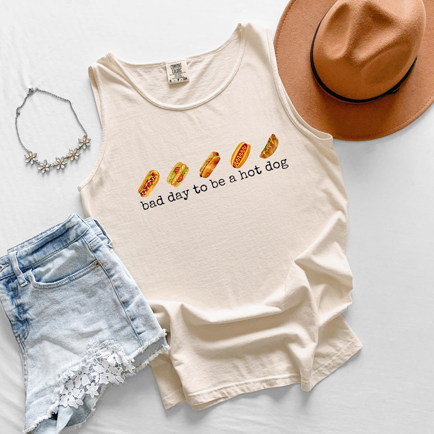 Bad Day to Be a Hot Dog Tank Top, Funny 4th of July Tank, Patriotic Graphic Tank, BBQ Tank