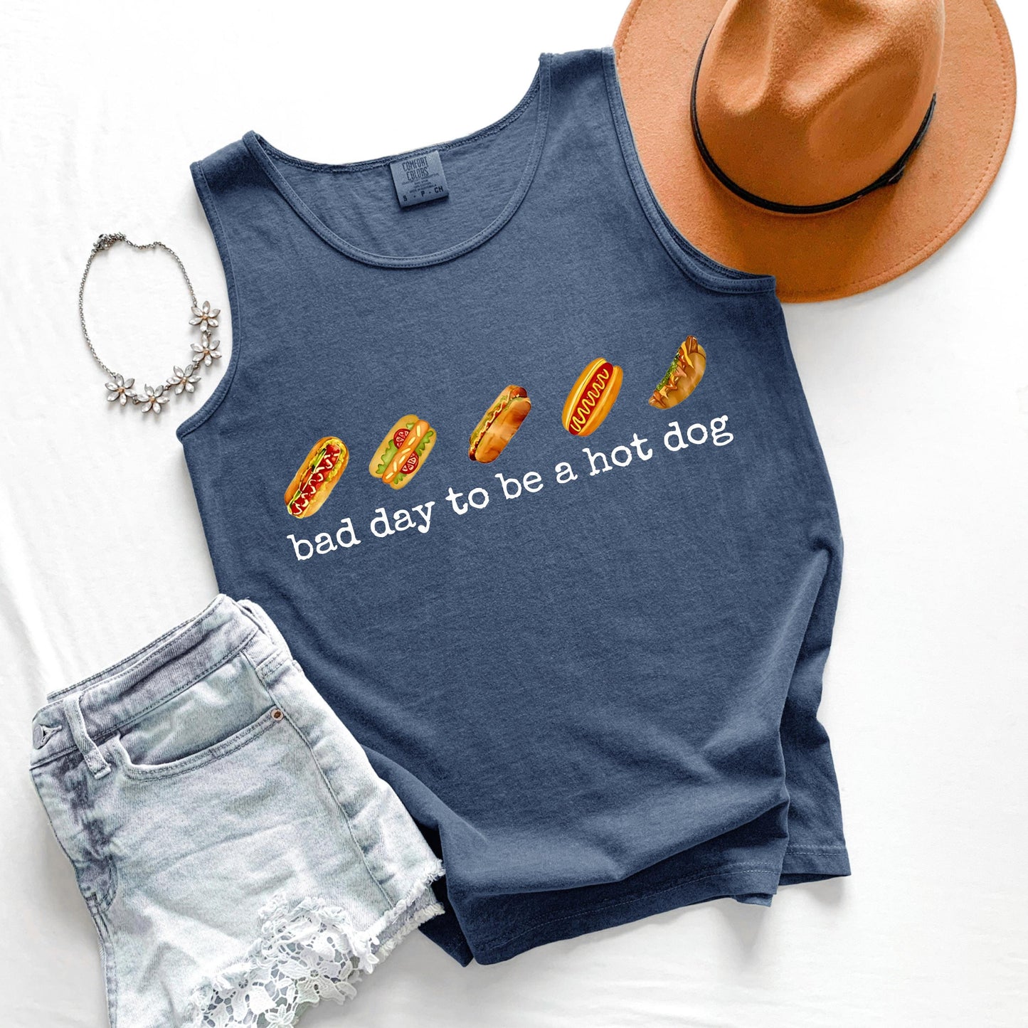 Bad Day to Be a Hot Dog Tank Top, Funny 4th of July Tank, Patriotic Graphic Tank, BBQ Tank