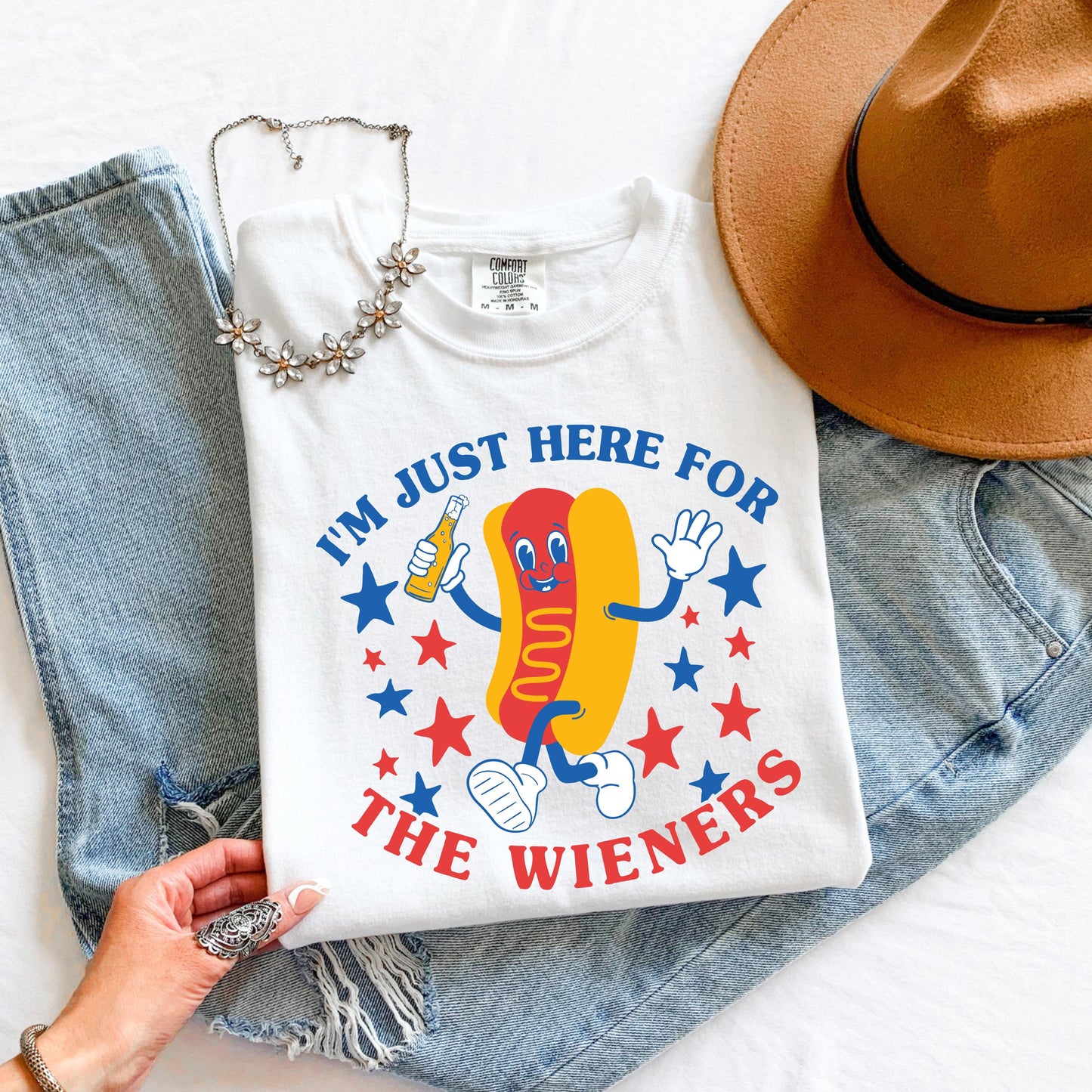 I'm Just Here for the Wieners July 4th Shirt, Funny Hot Dog 4th of July Shirt, USA Shirt, Retro 4th of July Shirt, BBQ Shirt, Summertime Tee