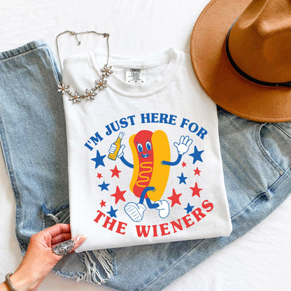 I'm Just Here for the Wieners July 4th Shirt, Funny Hot Dog 4th of July Shirt, USA Shirt, Retro 4th of July Shirt, BBQ Shirt, Summertime Tee