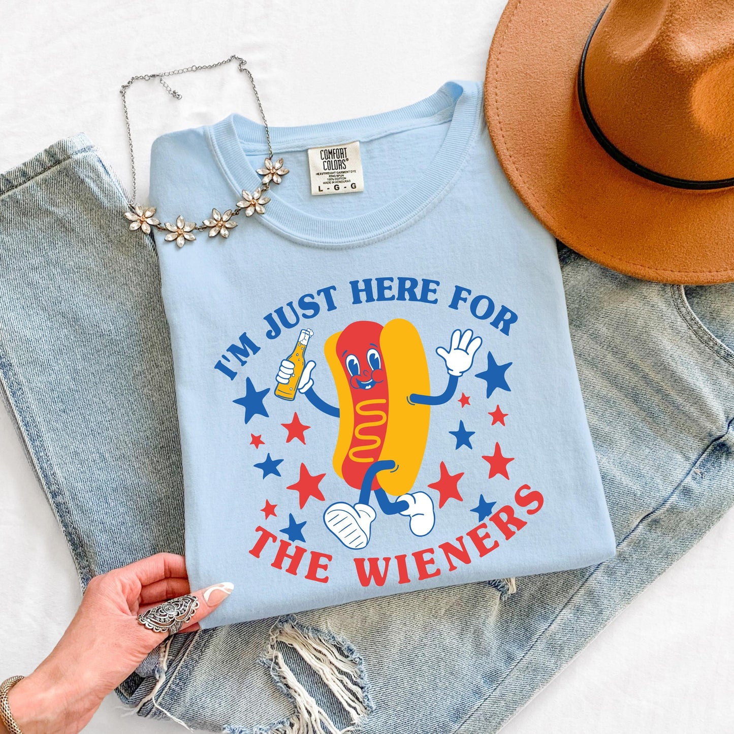 I'm Just Here for the Wieners July 4th Shirt, Funny Hot Dog 4th of July Shirt, USA Shirt, Retro 4th of July Shirt, BBQ Shirt, Summertime Tee