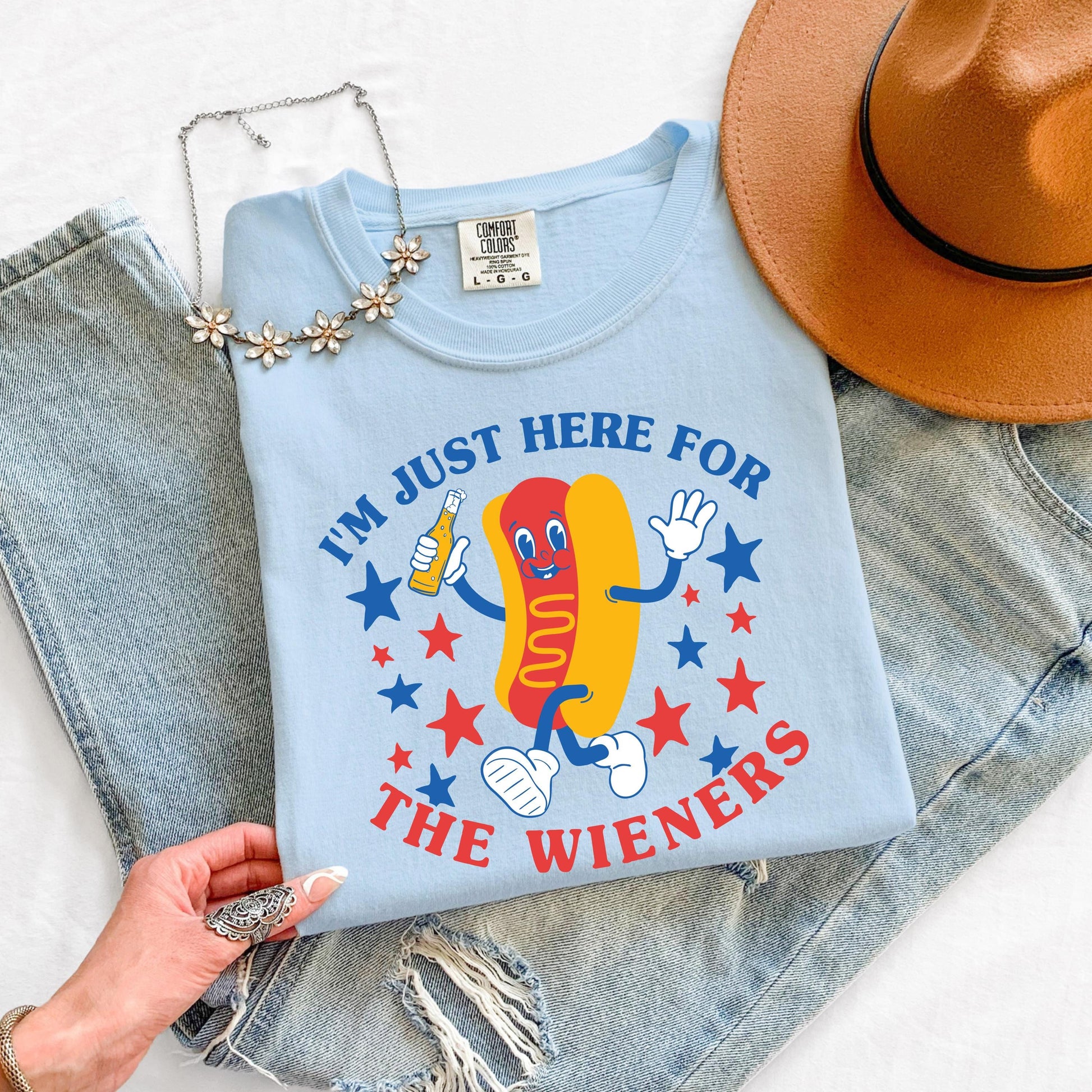 I'm Just Here for the Wieners July 4th Shirt, Funny Hot Dog 4th of July Shirt, USA Shirt, Retro 4th of July Shirt, BBQ Shirt, Summertime Tee