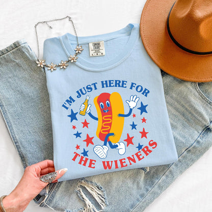 I'm Just Here for the Wieners July 4th Shirt, Funny Hot Dog 4th of July Shirt, USA Shirt, Retro 4th of July Shirt, BBQ Shirt, Summertime Tee