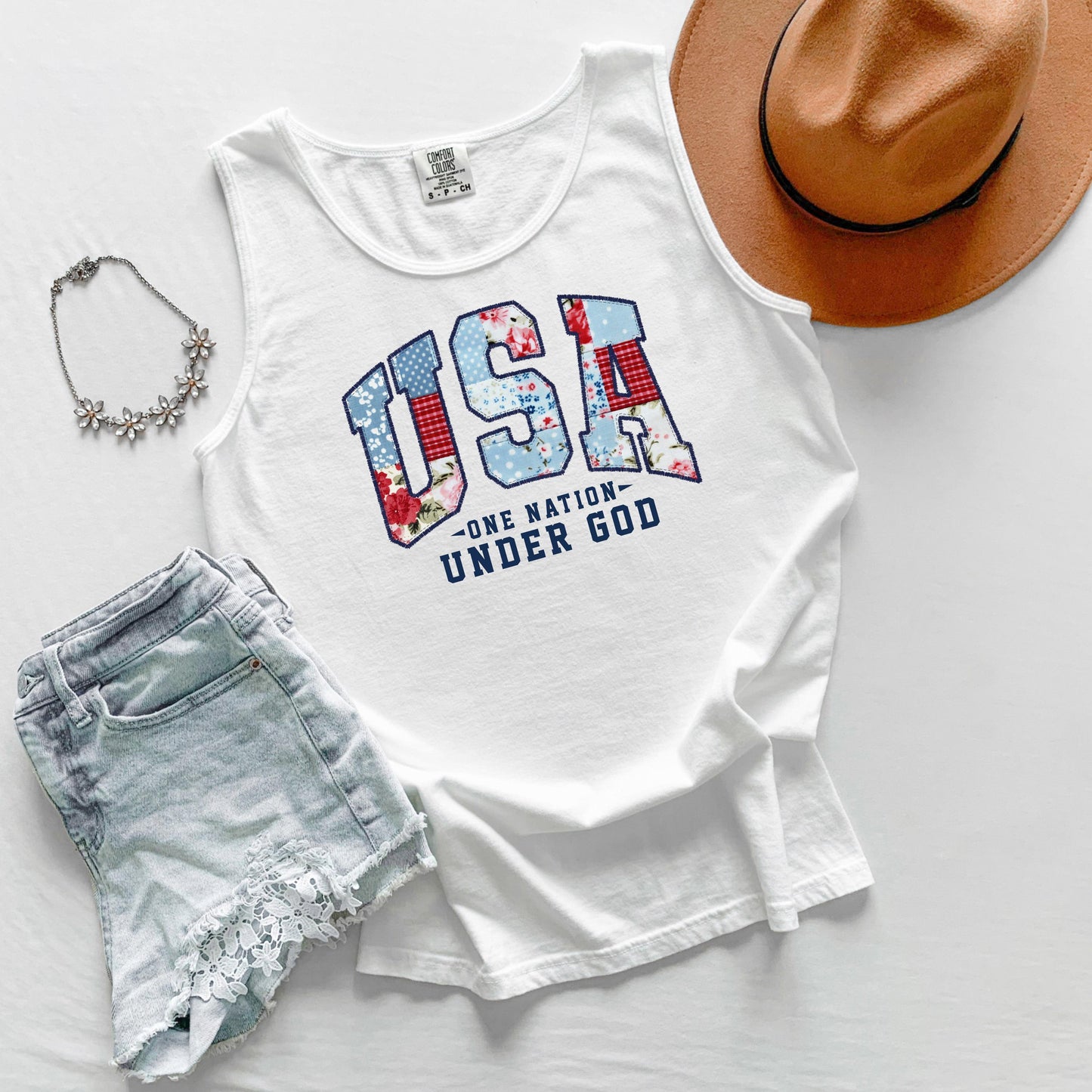 USA One Nation Tank Top, Patriotic Tank, Fourth of July Tank, Americana Graphic Tank
