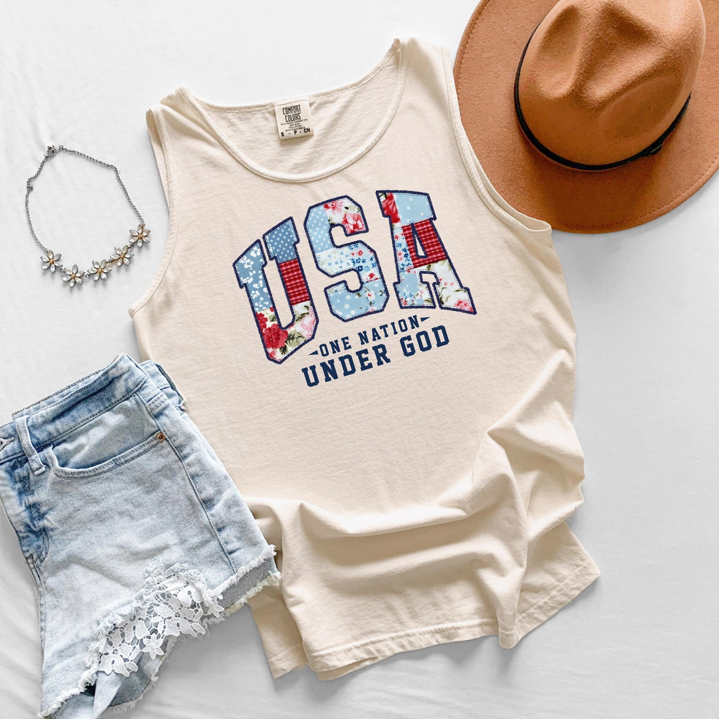 USA One Nation Tank Top, Patriotic Tank, Fourth of July Tank, Americana Graphic Tank