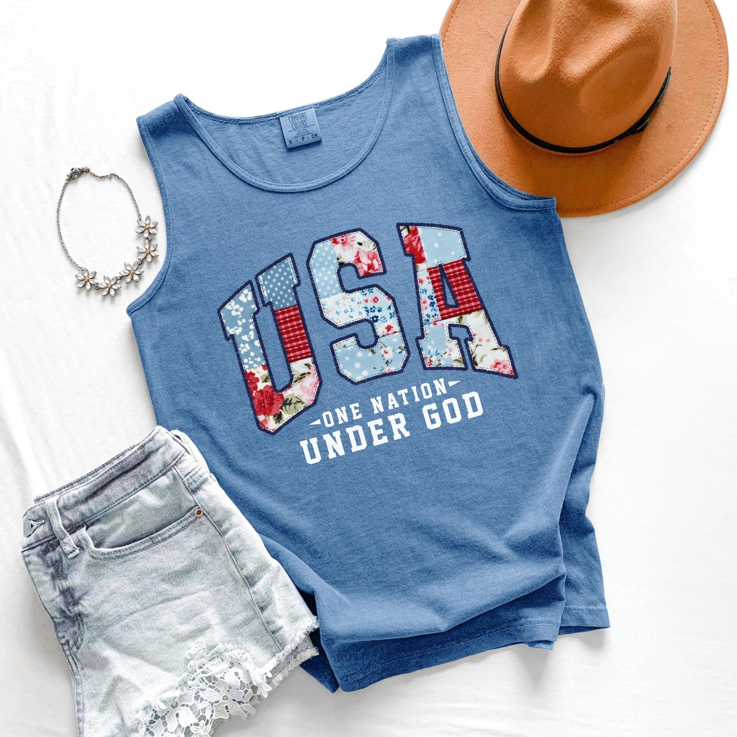 USA One Nation Tank Top, Patriotic Tank, Fourth of July Tank, Americana Graphic Tank