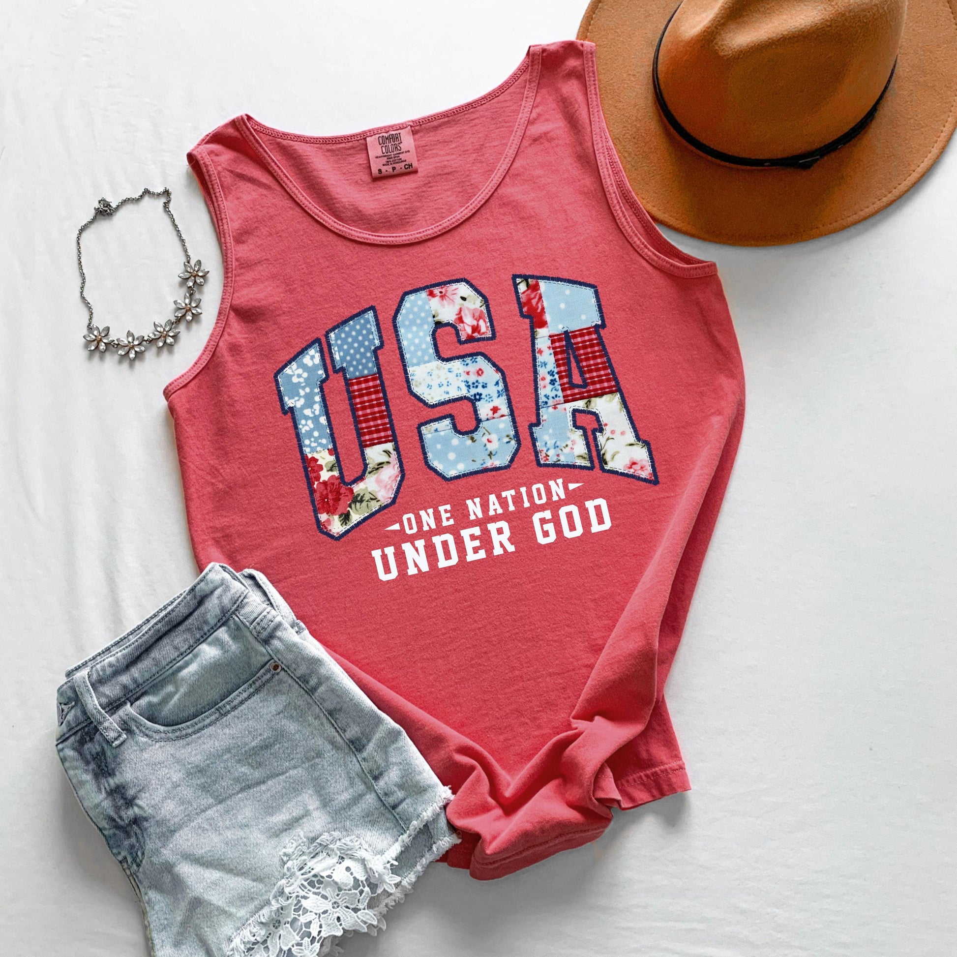 USA One Nation Tank Top, Patriotic Tank, Fourth of July Tank, Americana Graphic Tank