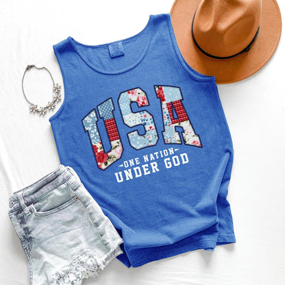 USA One Nation Tank Top, Patriotic Tank, Fourth of July Tank, Americana Graphic Tank