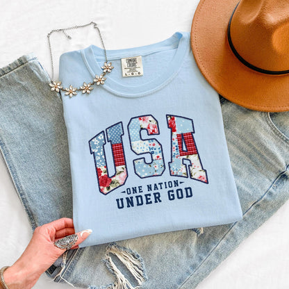 Patriotic USA T-Shirt, One Nation Under God Shirt, Fourth of July Graphic Tee, Summer Shirt