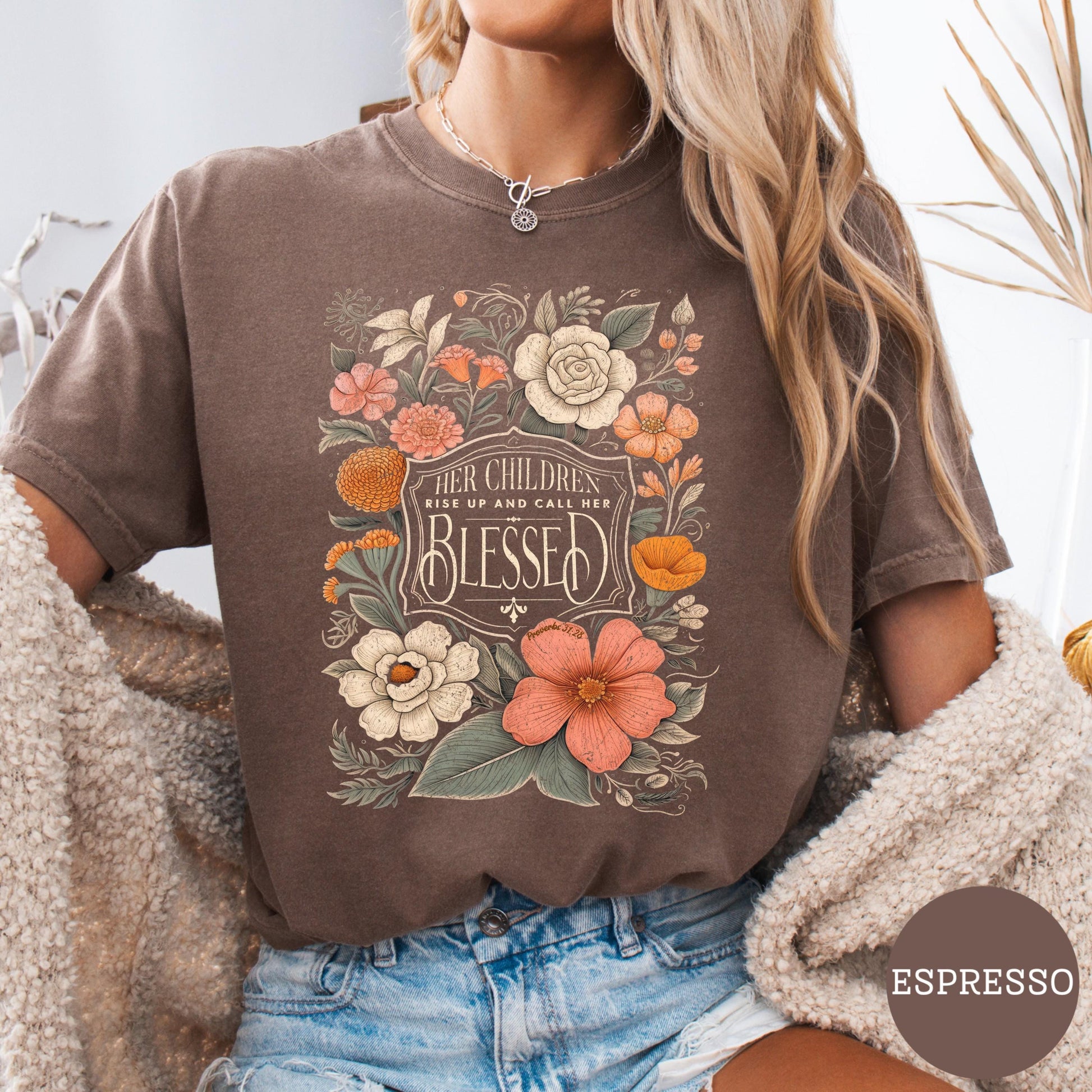 Christian Mother's Day Shirt Mothers Day TShirt Bible Verse Shirt Christian Mom Shirt Her Children Rise Up and Call Her Blessed Shirt