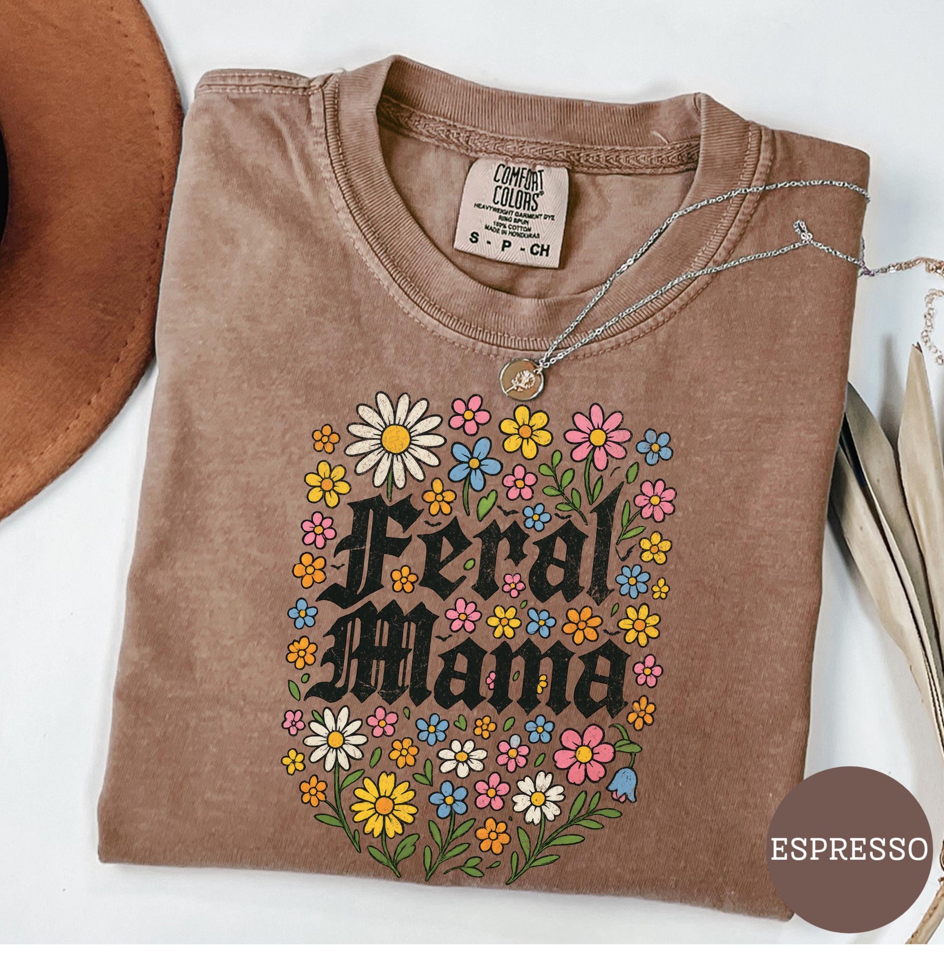 funny motherhood shirt feral mama floral design retro daisy print sarcastic mom humor tee motherhood gift flower shirt sweatshirt hoodie