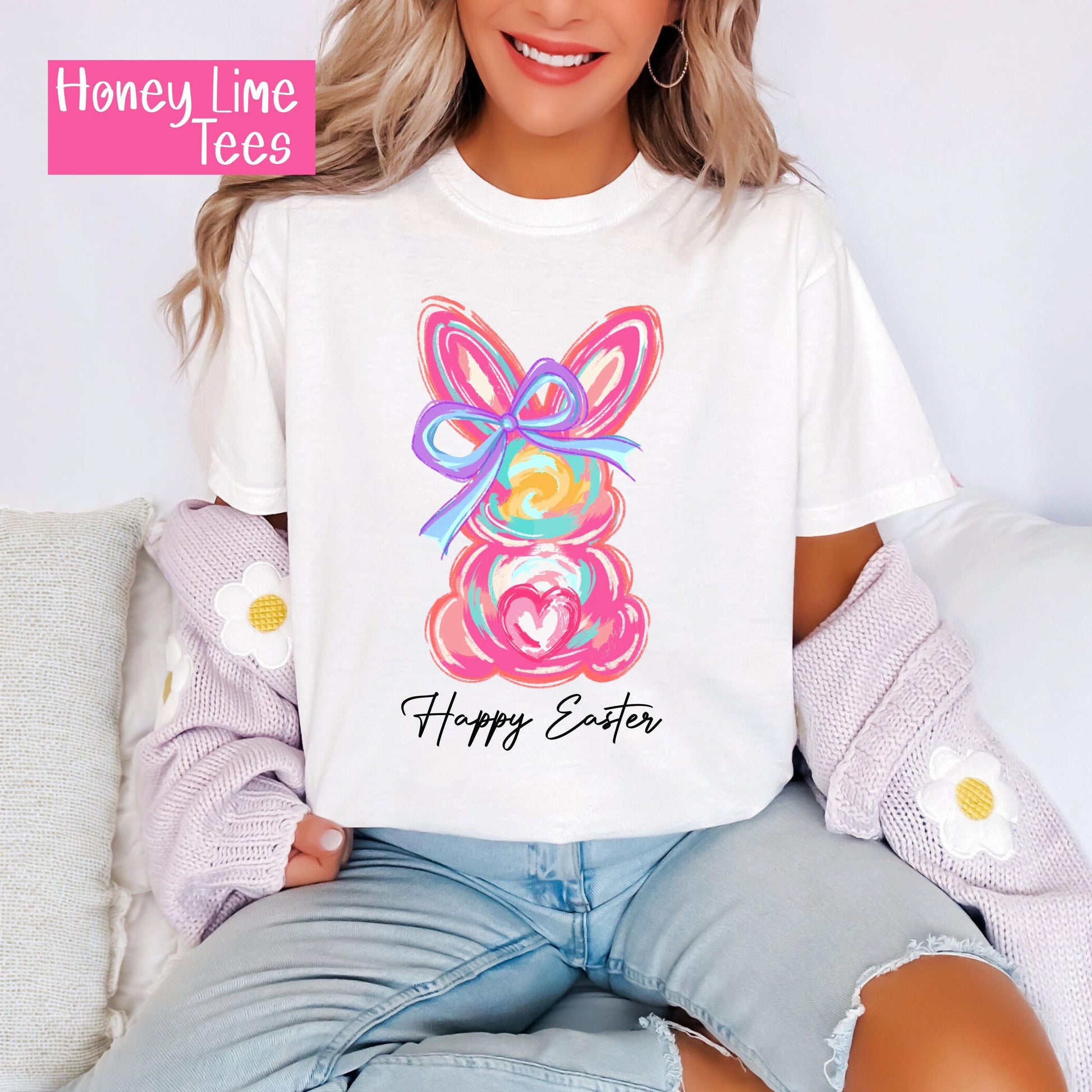 Happy Easter Bunny T-shirt: Pastel Spring Graphic Tee