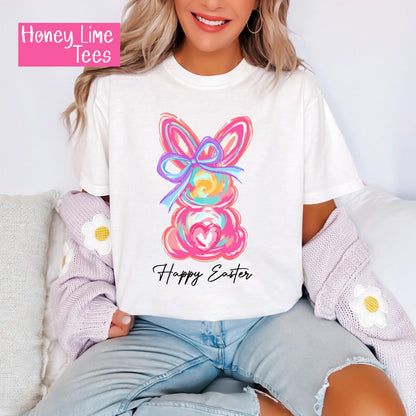 Happy Easter Bunny T-shirt: Pastel Spring Graphic Tee