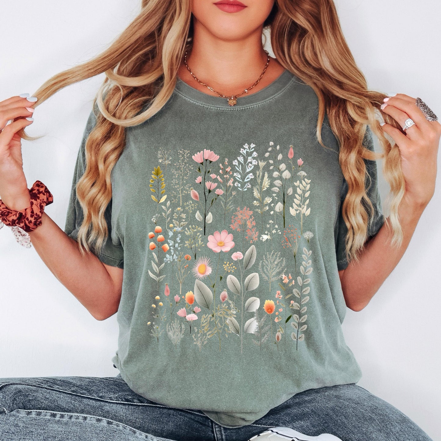 Floral Forest Shirt, Botanical T Shirt, Nature-Inspired Tee, Wildflower Graphic Shirt