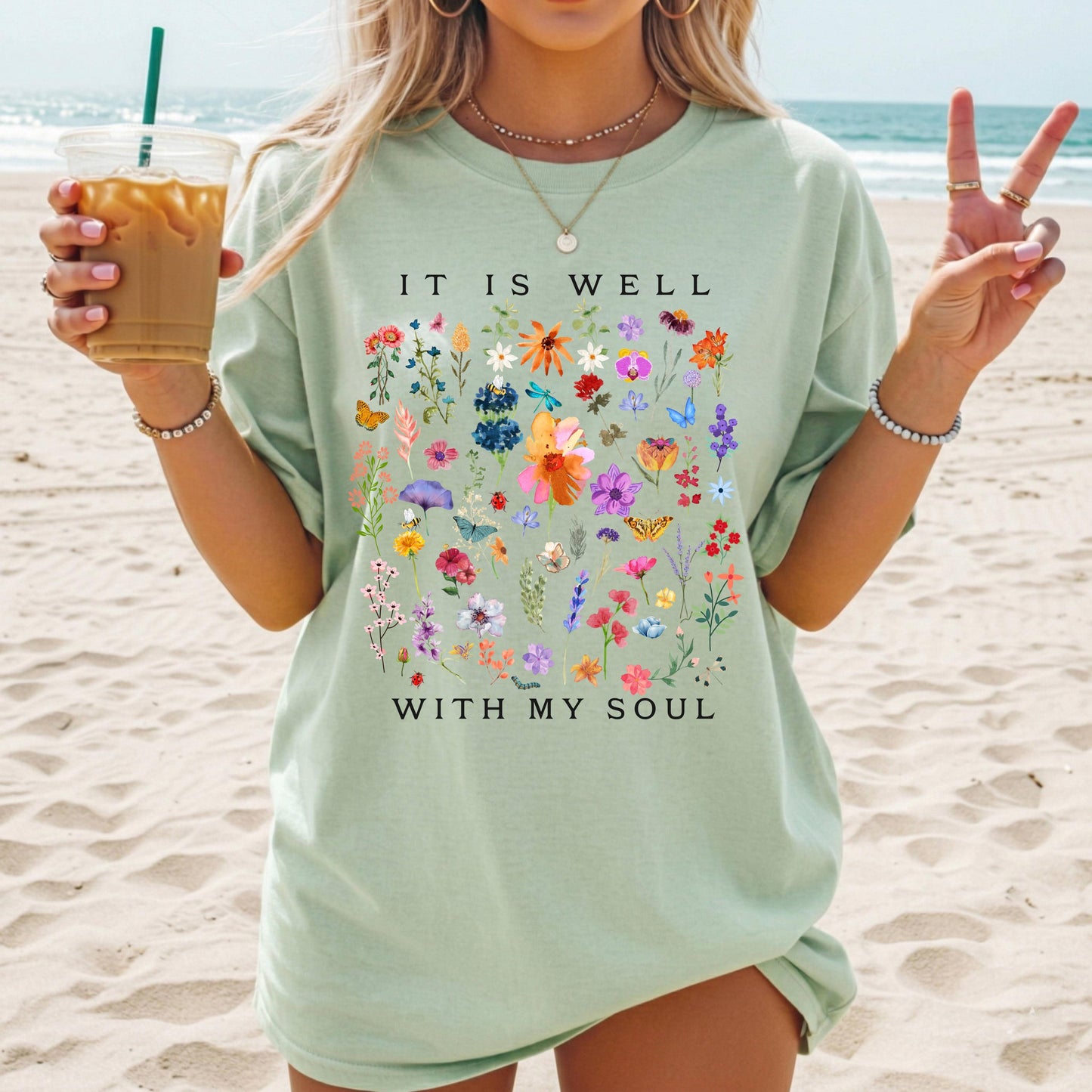 It Is Well With My Soul Shirt, Floral Christian T Shirt, Faith-Based Tee, Scripture Shirt