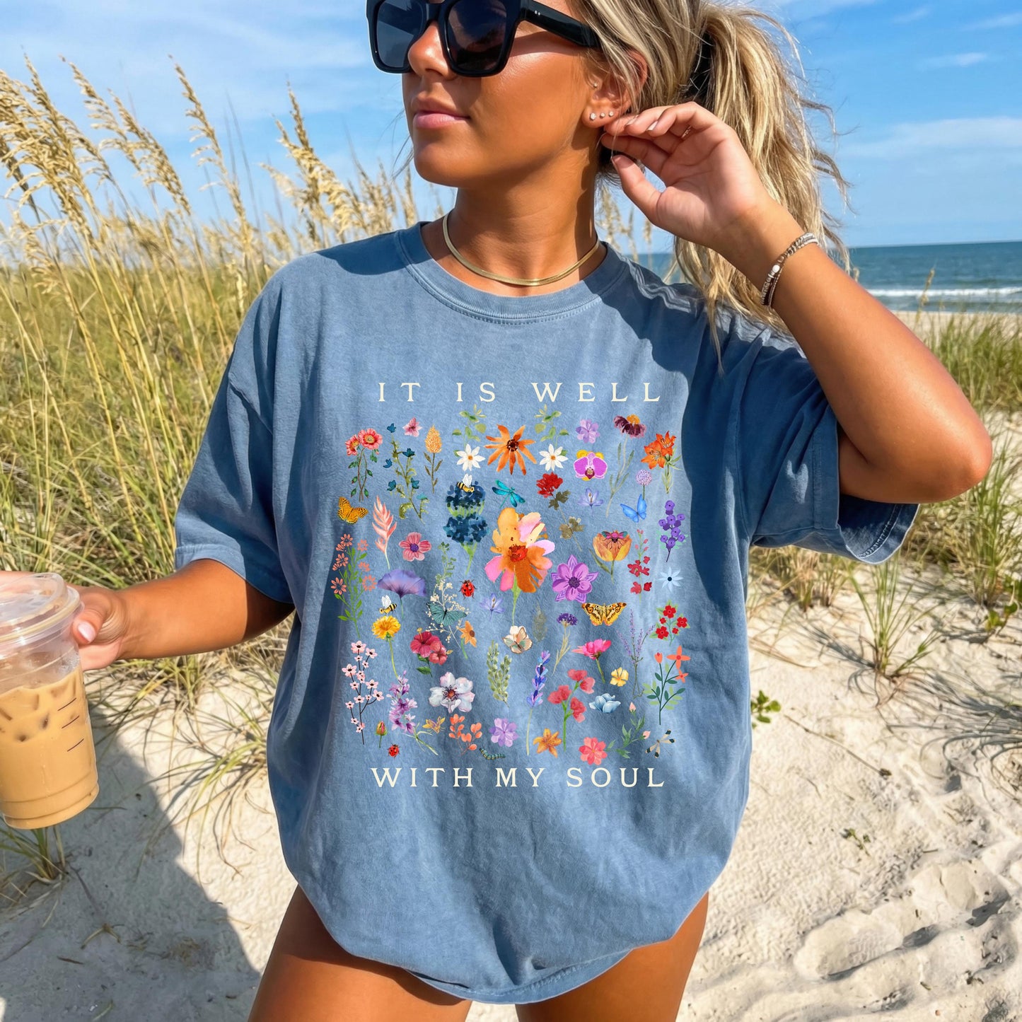 It Is Well With My Soul Shirt, Floral Christian T Shirt, Faith-Based Tee, Scripture Shirt