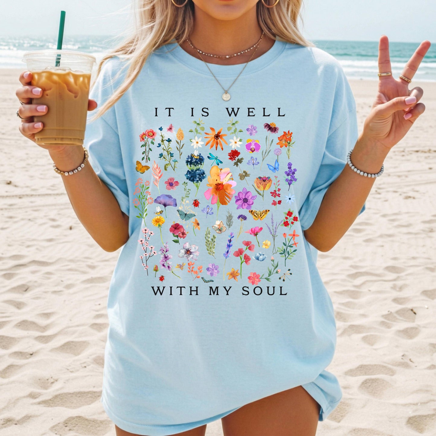 It Is Well With My Soul Shirt, Floral Christian T Shirt, Faith-Based Tee, Scripture Shirt