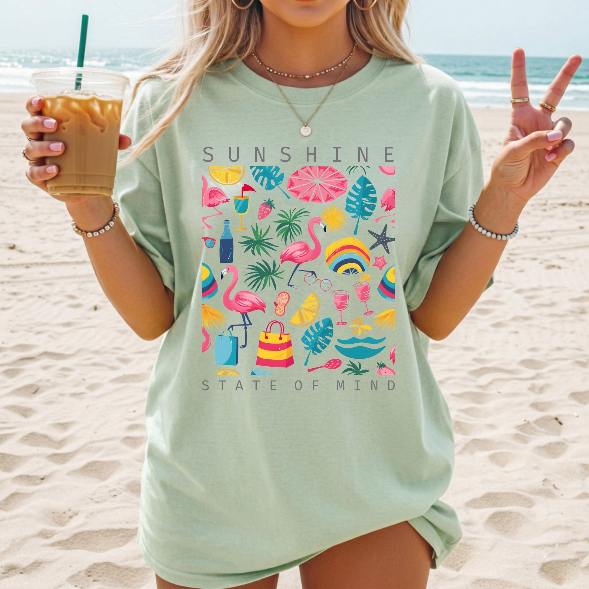 Sunshine State of Mind T Shirt, Beach Tee, Coastal Graphic Shirt, Summer Vibe Shirt