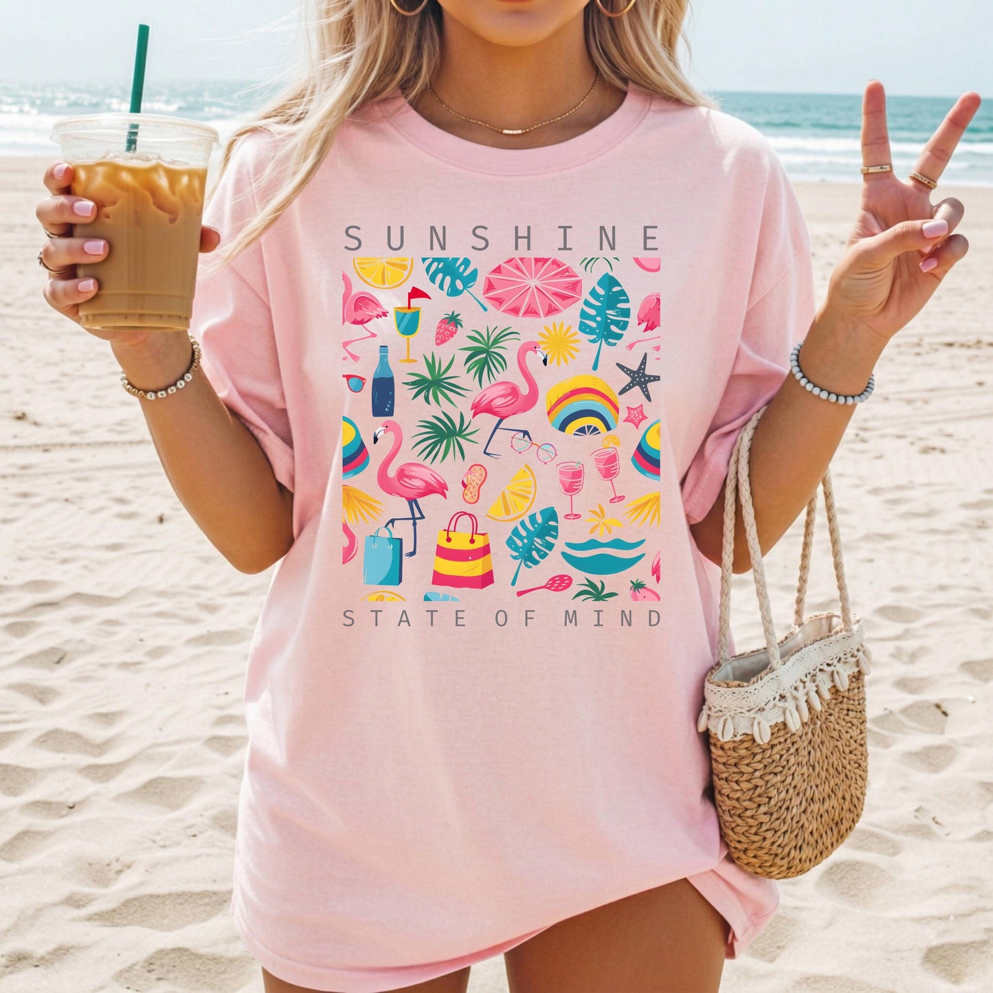 Sunshine State of Mind T Shirt, Beach Tee, Coastal Graphic Shirt, Summer Vibe Shirt