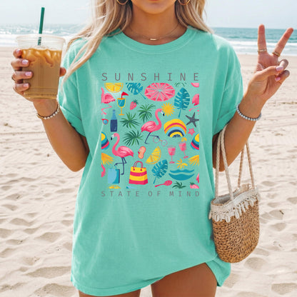 Sunshine State of Mind T Shirt, Beach Tee, Coastal Graphic Shirt, Summer Vibe Shirt