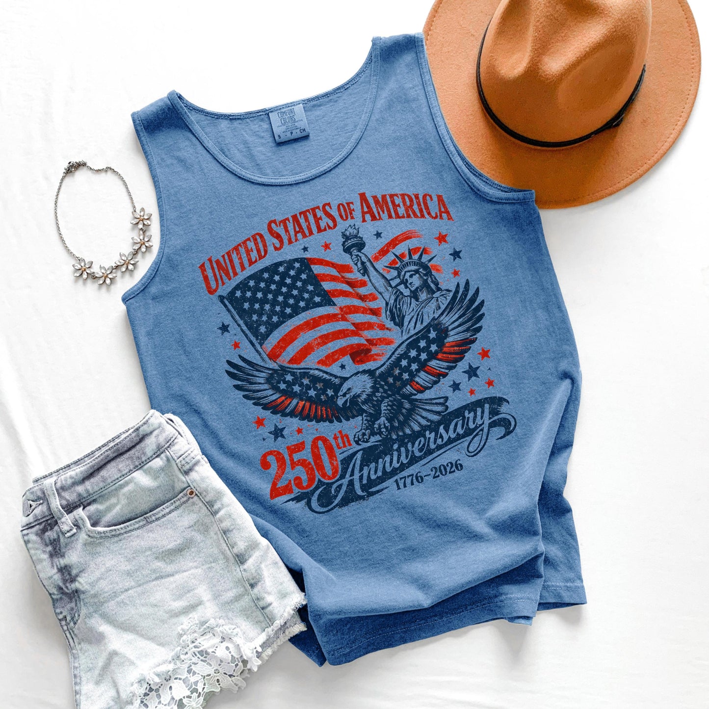 USA 250 Anniversary Tank Top, Patriotic Eagle Tank, Fourth of July Tank, America 1776 2026
