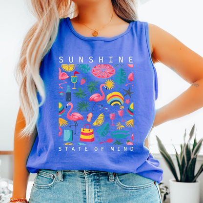 Sunshine State of Mind Tank Top, Beach Graphic Tank, Summer Vacation Tank, Coastal Tank