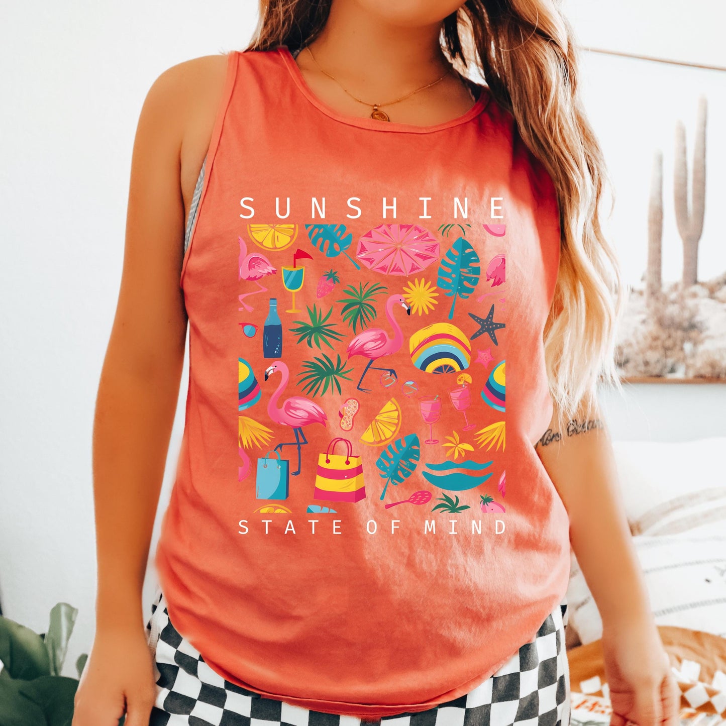Sunshine State of Mind Tank Top, Beach Graphic Tank, Summer Vacation Tank, Coastal Tank