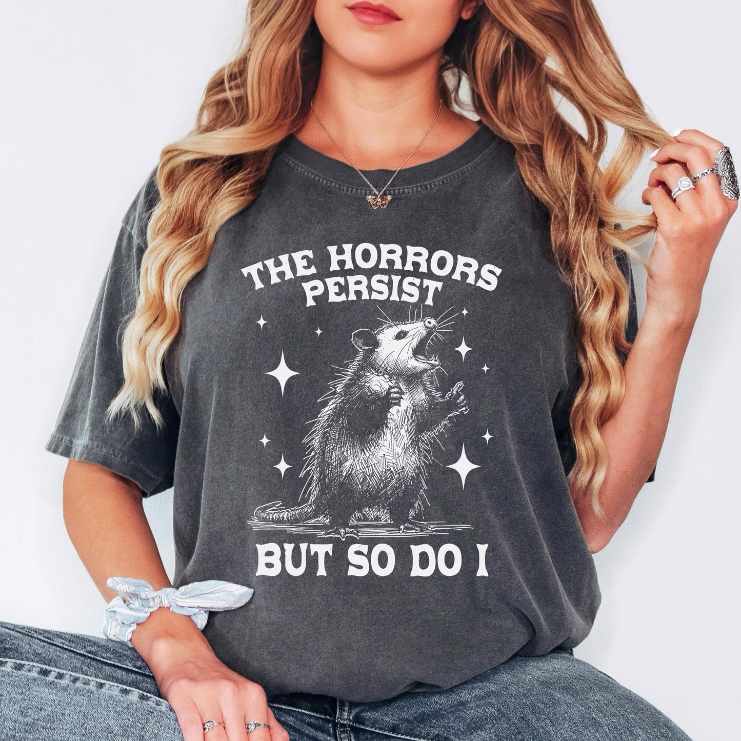 The Horrors Persist But So Do I T-Shirt, Funny T-shirt, Shirt for men, Unisex Shirt, Graphic Shirt, Comfort Colors