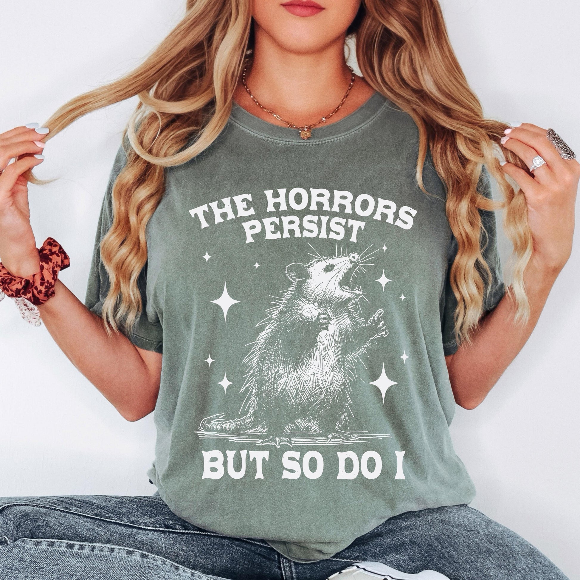 The Horrors Persist But So Do I T-Shirt, Funny T-shirt, Shirt for men, Unisex Shirt, Graphic Shirt, Comfort Colors