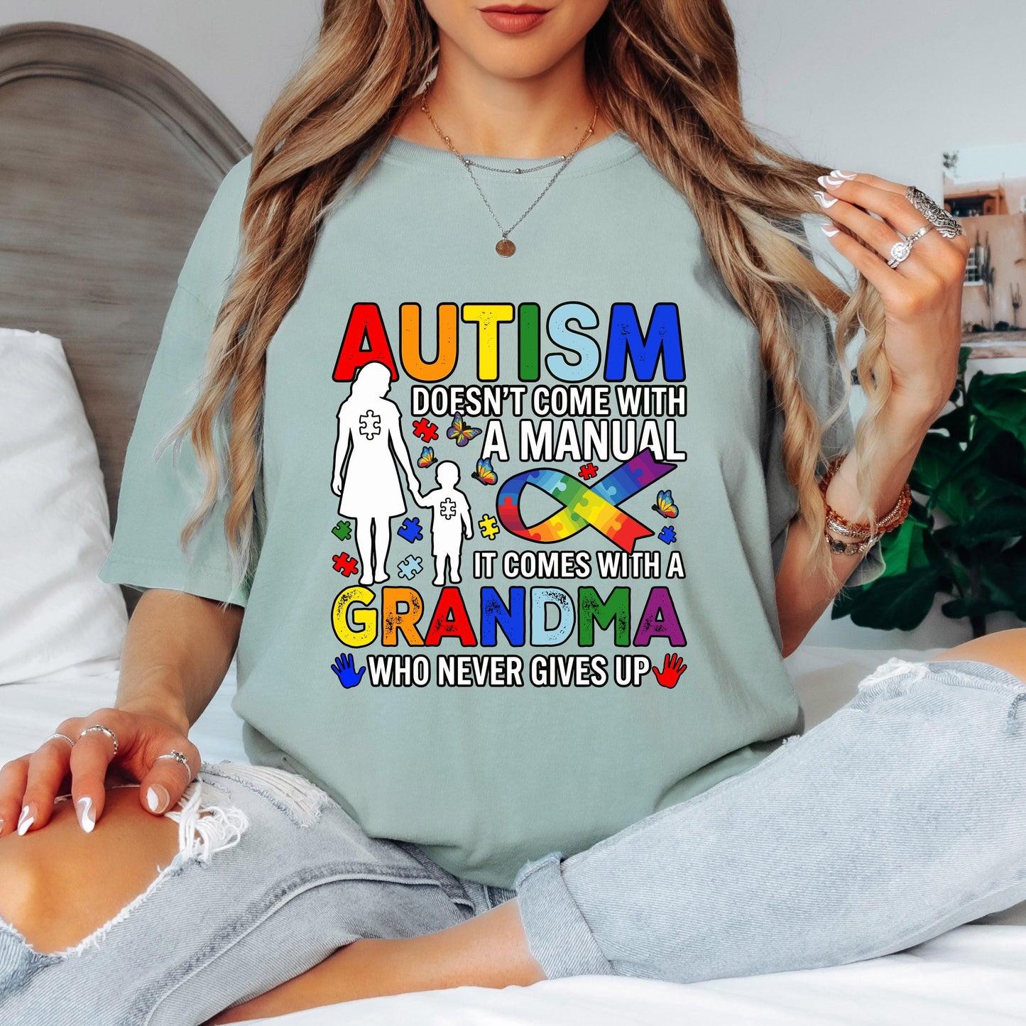 Autism Grandma Shirt Boy, Autism Awareness Tee, Puzzle Ribbon Shirt, Special Needs Grandma Gift
