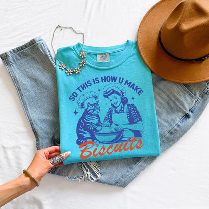 Cat T-shirt, Funny Biscuits Cat Lover Gift, Cute Animal Lover Tee, Unisex Casual Top, Pet Mom Shirt, Comfortable Graphic Tee