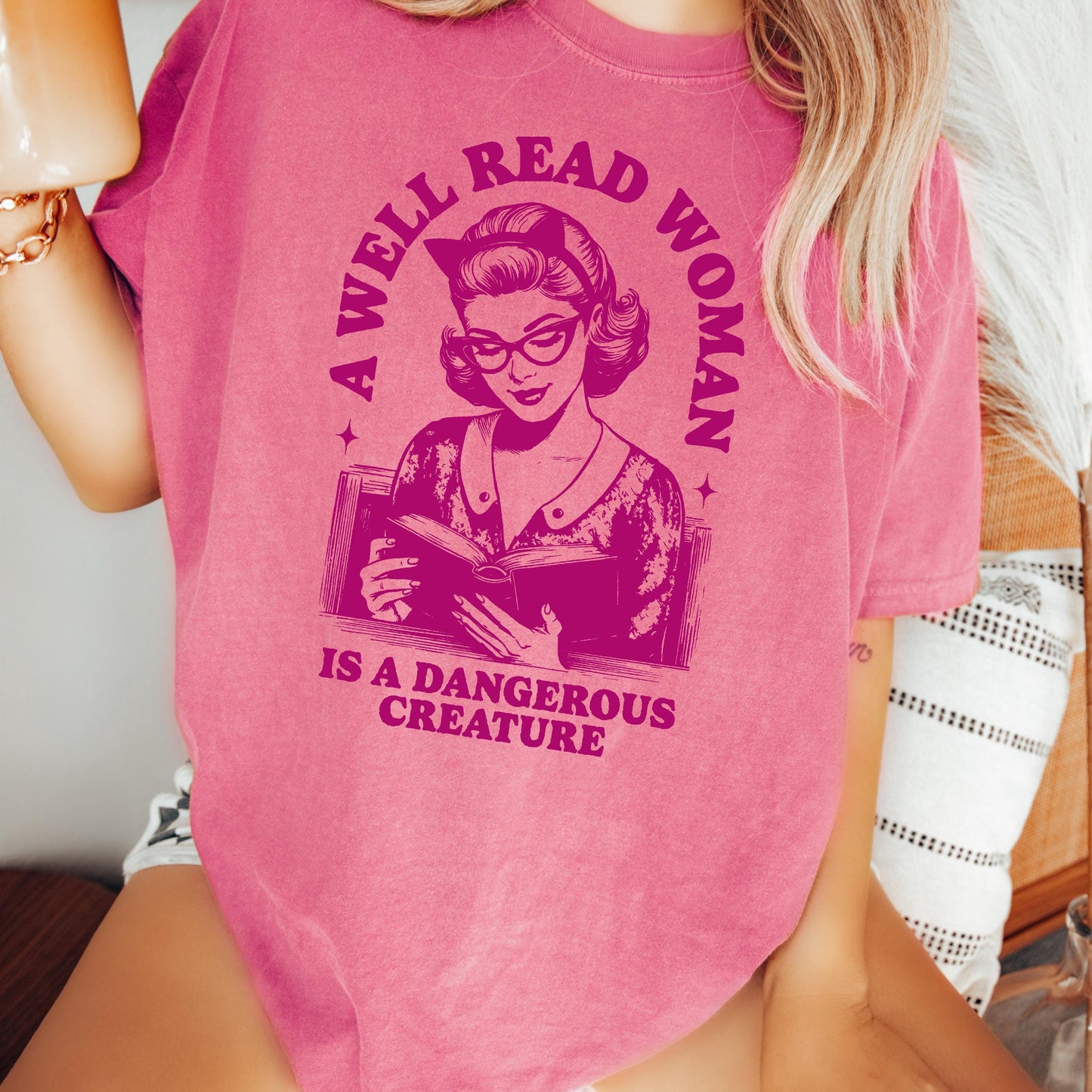 Book Lover Shirt: A Well Read Woman is a Dangerous Creature T-shirt, Book Worm Top, Bookish Tee