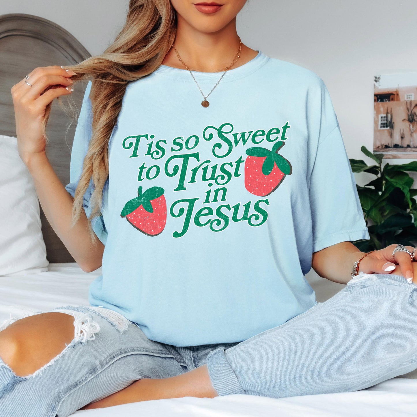 Tis So Sweet To Trust In Jesus T-Shirt: Comfort Colors Christian Tee