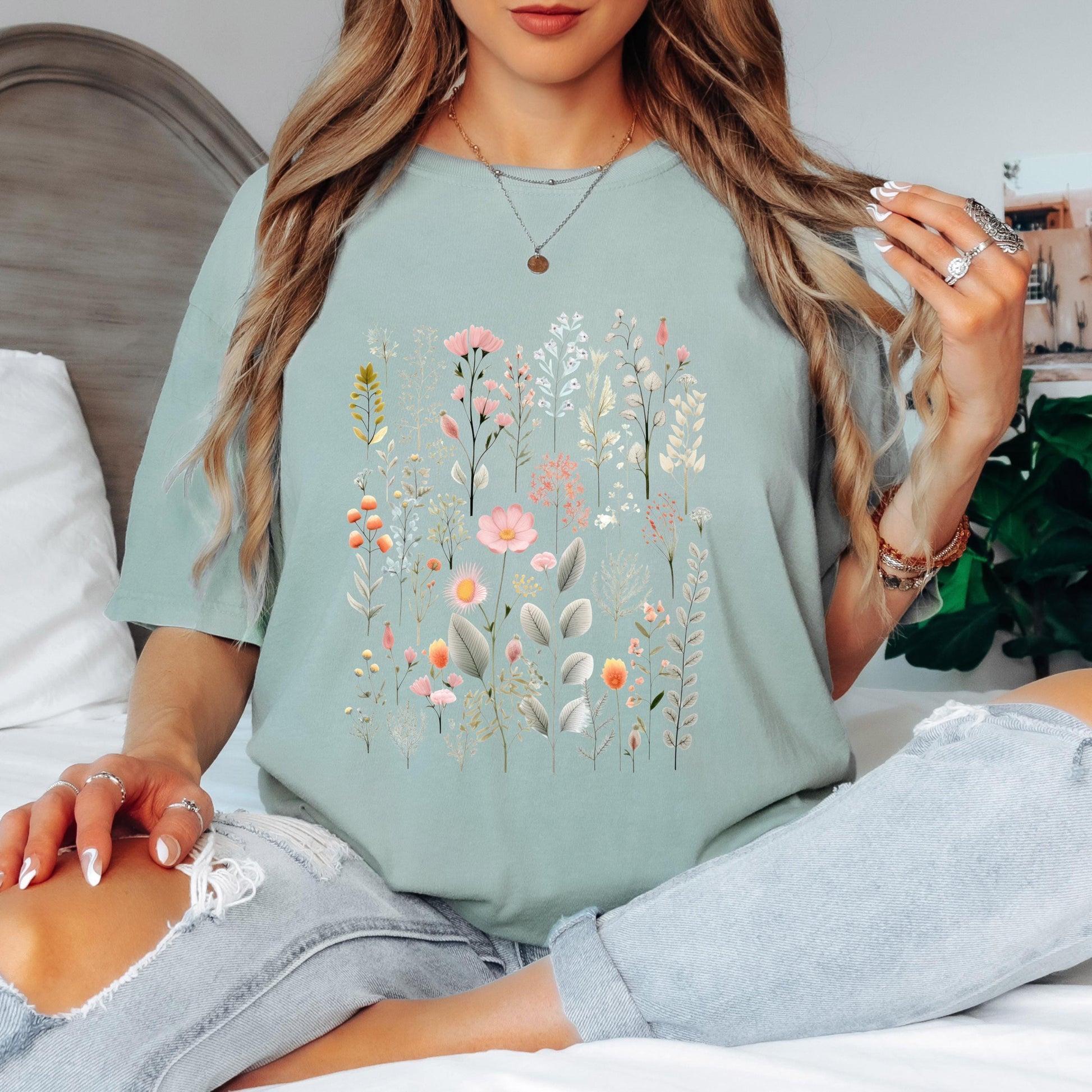 Floral Forest Shirt, Botanical T Shirt, Nature-Inspired Tee, Wildflower Graphic Shirt