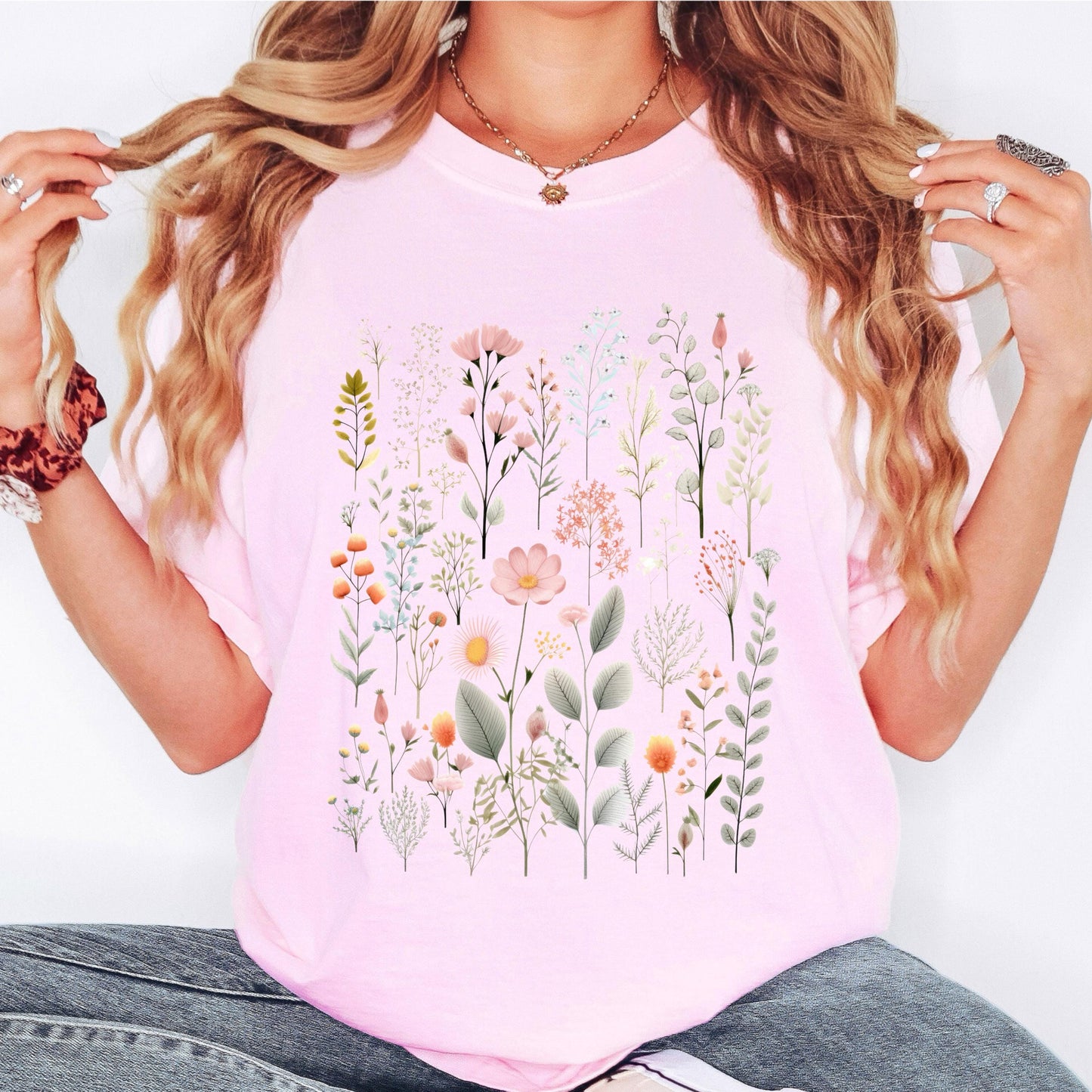 Floral Forest Shirt, Botanical T Shirt, Nature-Inspired Tee, Wildflower Graphic Shirt