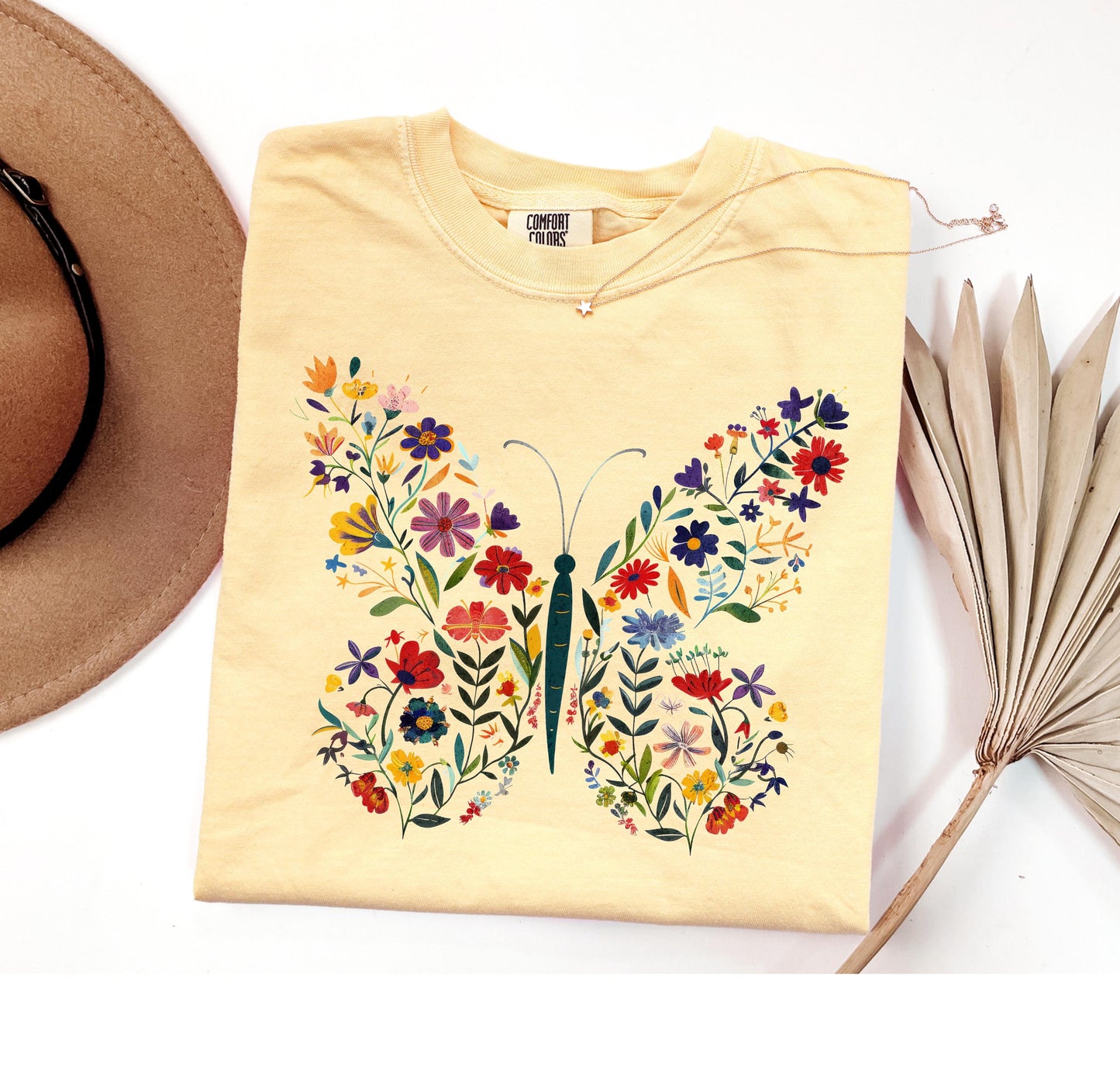 Floral Butterfly Shirt Garden Lover Shirt Flower Lover Shirt Wild Flowers Shirt Floral Shirt
