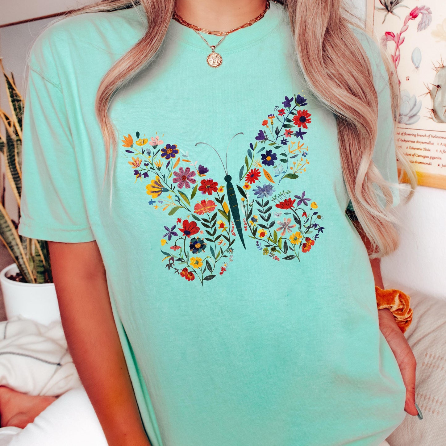 Floral Butterfly Shirt Garden Lover Shirt Flower Lover Shirt Wild Flowers Shirt Floral Shirt