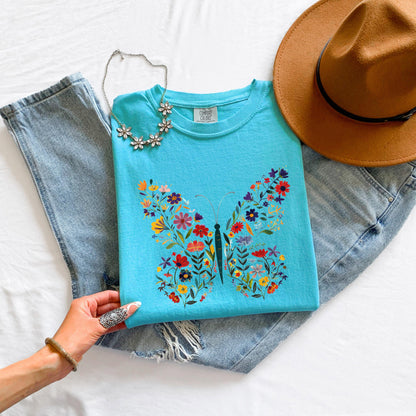 Floral Butterfly Shirt Garden Lover Shirt Flower Lover Shirt Wild Flowers Shirt Floral Shirt