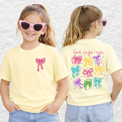 god says i am shirt kids, christian girls shirt, faith shirt for girls, bible verse shirt kids, religious kids tee, inspirational shirt