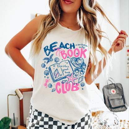 beach book club tank top, summer reading tank, book lover beach shirt, coastal book club outfit, vacation reading tank