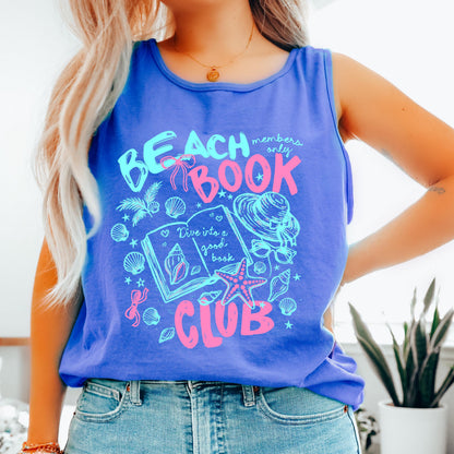 beach book club tank top, summer reading tank, book lover beach shirt, coastal book club outfit, vacation reading tank