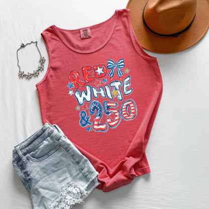 red white and 250 tank, 4th of july tank top, patriotic tank usa, america 250 tank, independence day tank